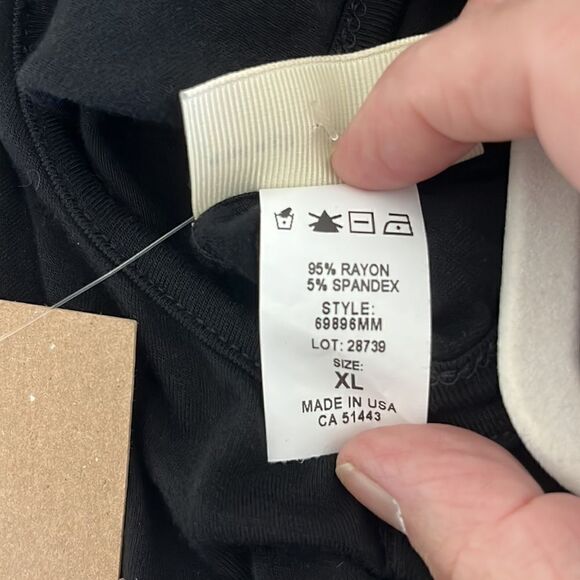 Enough about Me Black Soft Stretchy Maxi with 20in Slit DeepV Back Asymmetrical - Picture 10 of 10